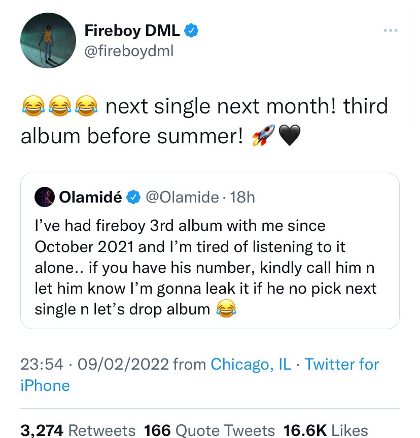 Rapper, Olamide has threatened to leak rising singer, Fireboy DML's album if he does not release his next single.